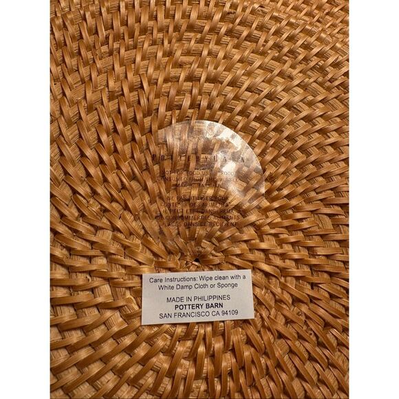 Pottery Barn Set of 4 Sea Shell Rimmed Rattan Charger Plates Beach Coastal 15” - Picture 6 of 8